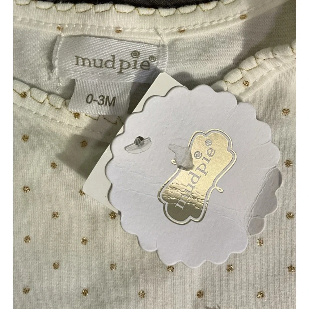 Mud Pie Hello World Infant Sleep Sack 3-6M White Gold Polka Dot Wearable Blanket